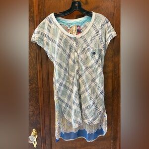 Aratta Blue Plaid Women’s Button Down Shirt